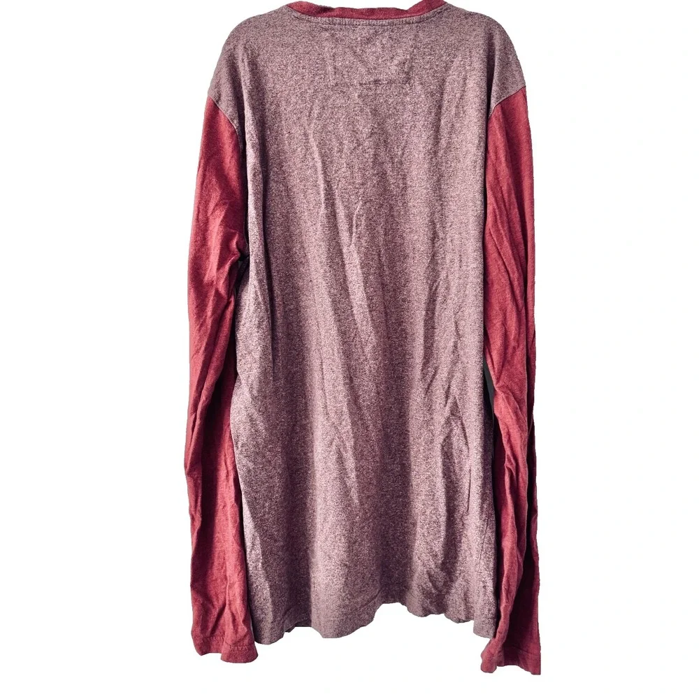 Banana Republic Sz L Tall Henley Men's Burgundy Heather Long Sleeve 100% Cotton